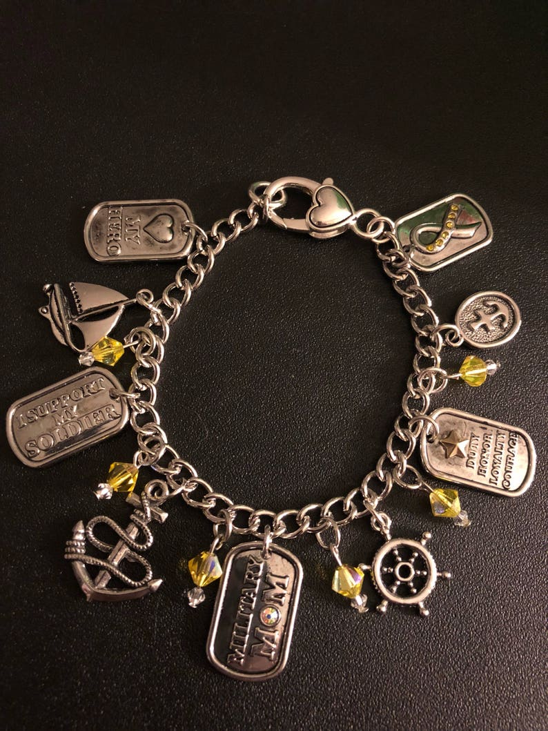 Sale Navy Mom Charm Bracelet