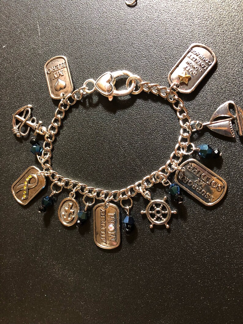 Sale Navy Mom Charm Bracelet