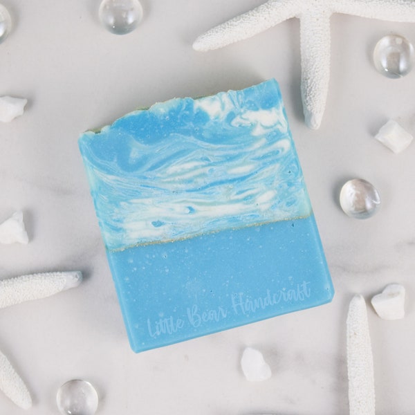 Ocean Shores Marble Swirl Soap | Island Fresh Scent | Palm-Free | Small-Batch, Handmade Cold-Process Soap | Made in Chicago