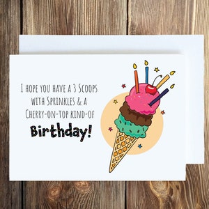Ice Cream Happy Birthday Card (Printable Digital Download)