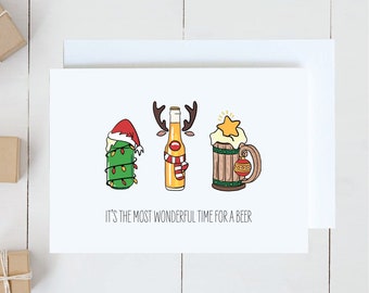 Christmas Card (Printable Digital Download): Beer, Funny, Dad, Holidays