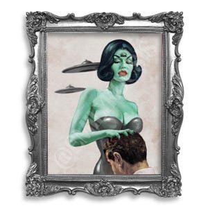Planet Queen Retro Art Print // 1950s 1960s Vintage Alien UFO Art Space Wall Decor