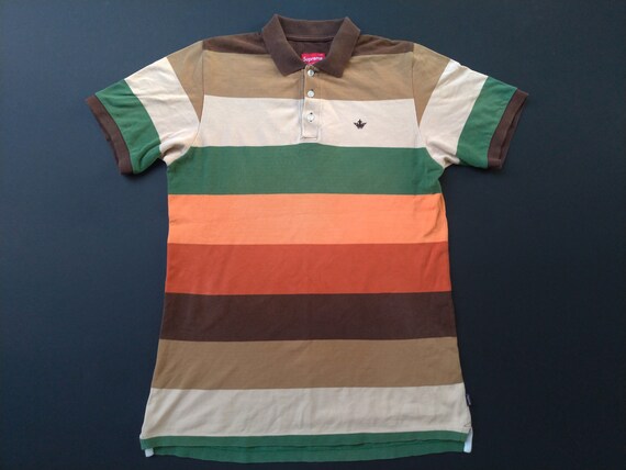 Supreme Crown Logo Polo Tee Shirt Casual Stripe Sk
