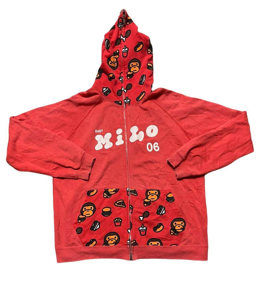 red bape hoodie on person