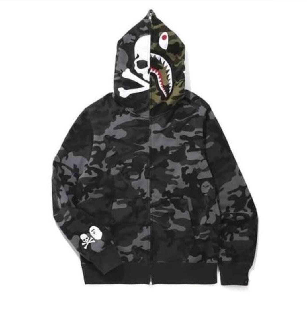 bape full zip hoodie black