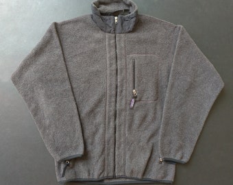 Vtg Patagonia Synchilla Fleece Snap T Jacket Pullover Size Medium Light Grey USA