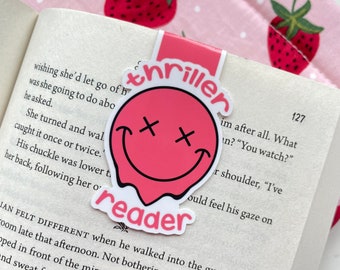 Thriller Reader Smiley Bookmark | Bookish Gift | Book Club bookmark | Gifts for Librarians | Magnetic Page Clip