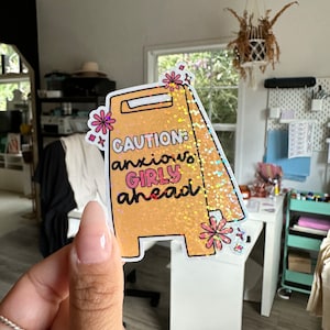 Anxiety Girly Sticker | Bookish Sticker || funnyy sticker || holographic sticker || Booktok sticker | Kindle Sticker | Mental health sticker