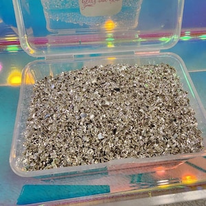 Silver Crushed Rocks, Crushed Glass rocks, fake bake supplies, craft supplies