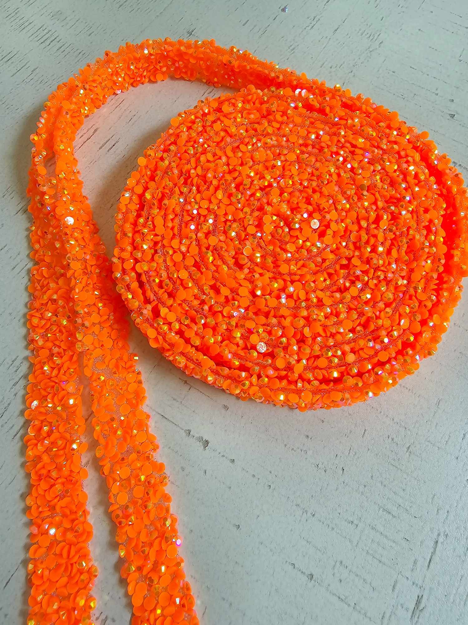 Pink Ribbon With Rhinestone Orange Thick Rhinestone Ribbon, Rhinestone Ribbon, Craft Supplies, Fake ...