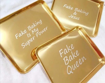 Sprinkle trays, Metal Trays, Fake Bake Supplies, Fake Bakes, Trays, Serving trays, Gold Metal Trays