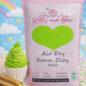 500g Green foam clay, Foam Clay, Glittz and Glue Foam Clay, Fake bake supplies, cosplay clay, slime, soft clay, air dry foam clay, crafts