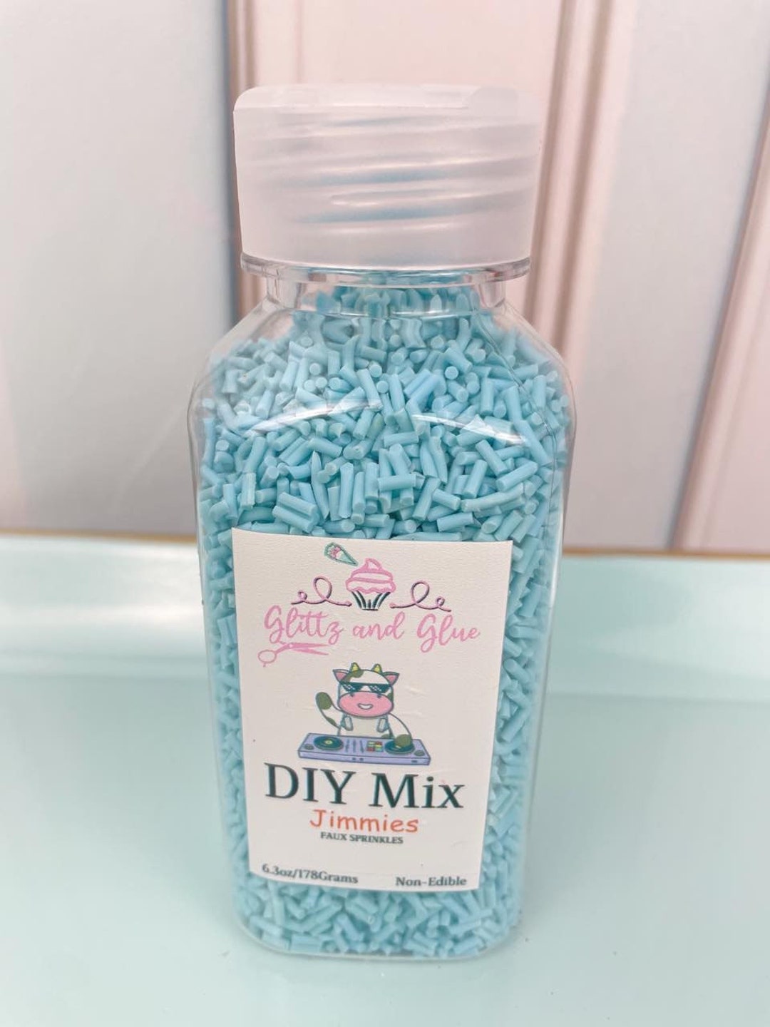 Light Blue DIY Mix Jimmies, 178grams, Clay Sprinkles, Fake Pink