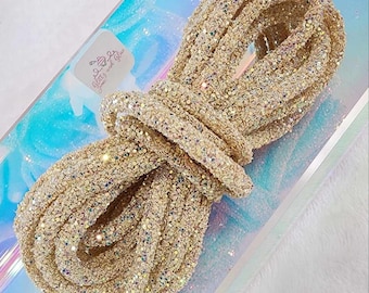 Gold Glittered Rope, Glittered tube, craft supplies, wedding invitations, party invitations, gift wrapping, fake bake supplies, sparkle