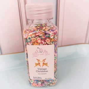Vintage Christmas, Christmas sprinkles, clay sprinkles, polymer clay sprinkles, fake bake supplies, vintage Christmas sprinkles, sprinkles