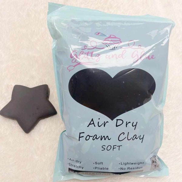 SOFT Black Foam Clay, Foam Clay, Glittz and Glue Foam Clay, Fake bake supplies, cosplay clay, slime, soft clay, air dry foam clay, slime