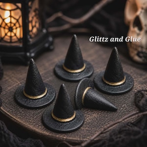B65 | 5pcs 1" Witch Hat Cabochon | Halloween Charms | Fake Bake Supplies | 3D Witch Hat