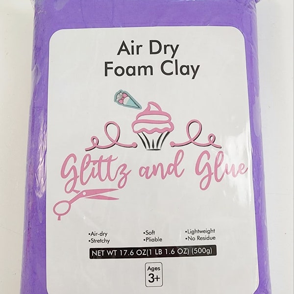 Air Dry Foam Clay, Purple Foam Clay, Glittz and Glue Foam Clay, Cosplay, Fake Bake Supplies, Air dry clay, light weight air dry clay