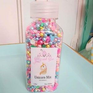 Unicorn Mix, Colorful sprinkles, large sprinkles, fake sprinkles, resin sprinkles, fake bake supplies, craft supplies, rainbow sprinkles