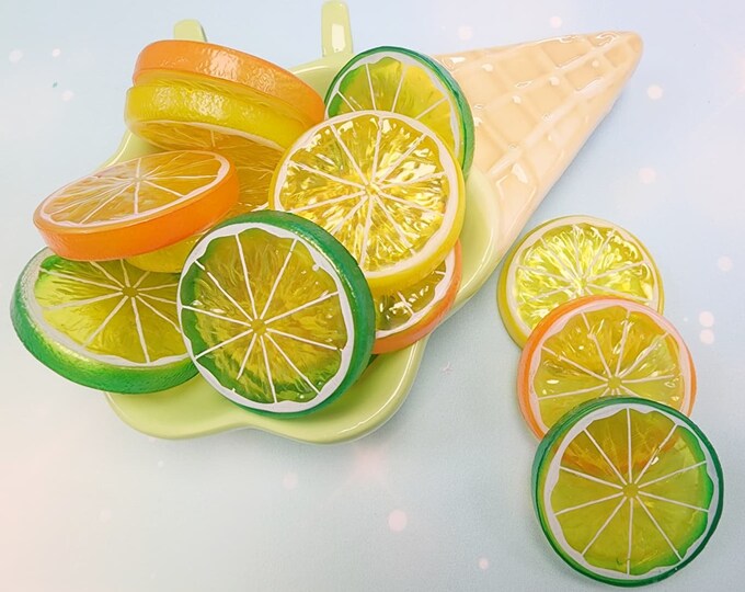 Fake Lime Slices Big Realistic Lime Slices Cabochons Fruit Etsy
