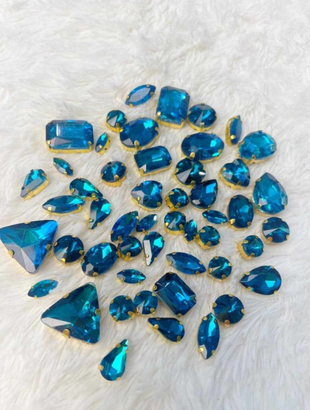 Blue Storm Jewels, Gold Claw Jewels, Craft Jewels, Sew on Jewels, Fake