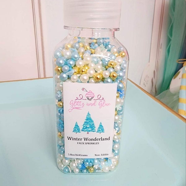 Winter Wonderland, Fake Sprinkles, Winter wonderland Sprinkles, Blue Sprinkles, Fake Christmas Sprinkles, Polymer Clay Sprinkles