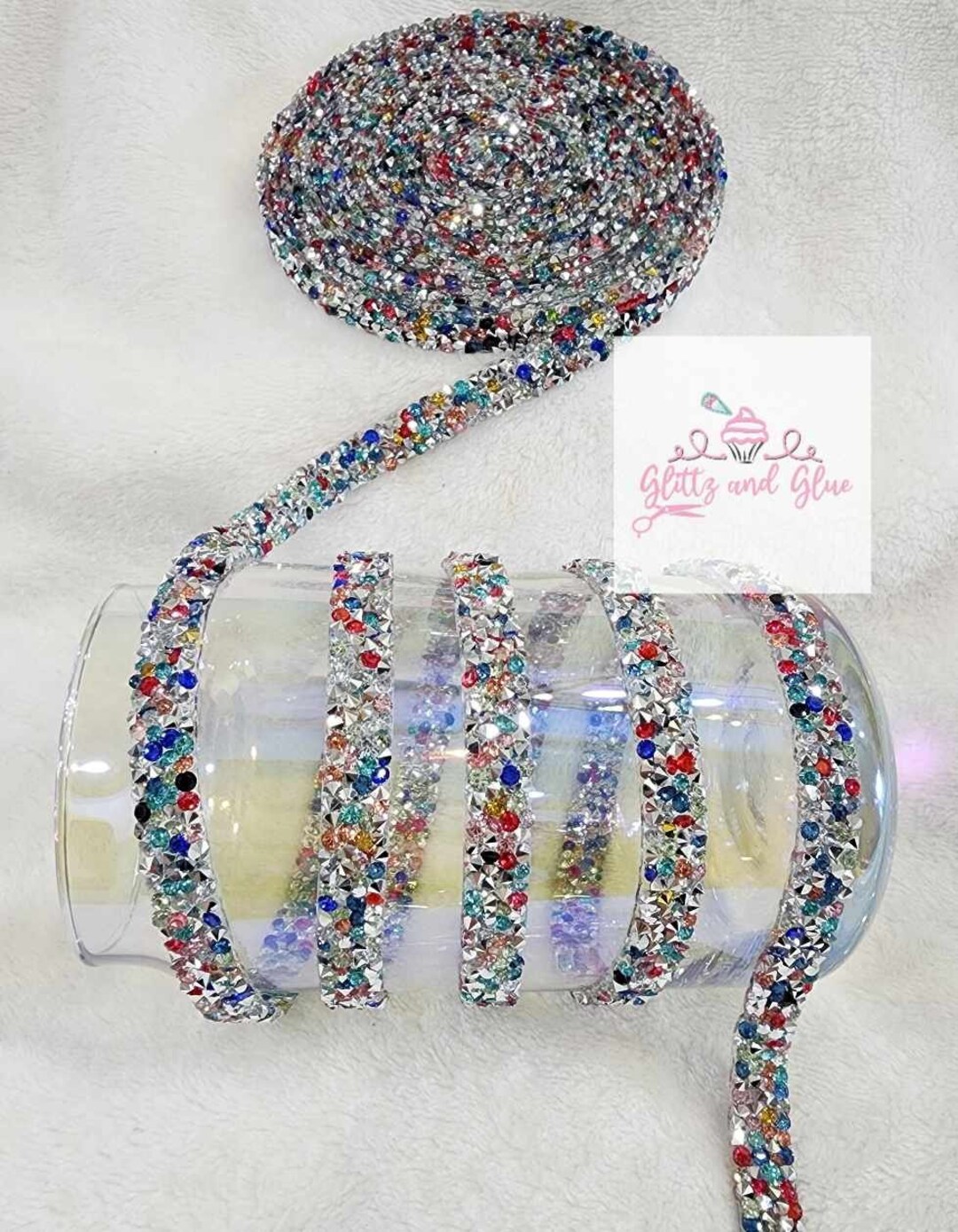Disco Party Rhinestone Ribbon, Rhinestone Ribbon, Craft Supplies, Fake ...