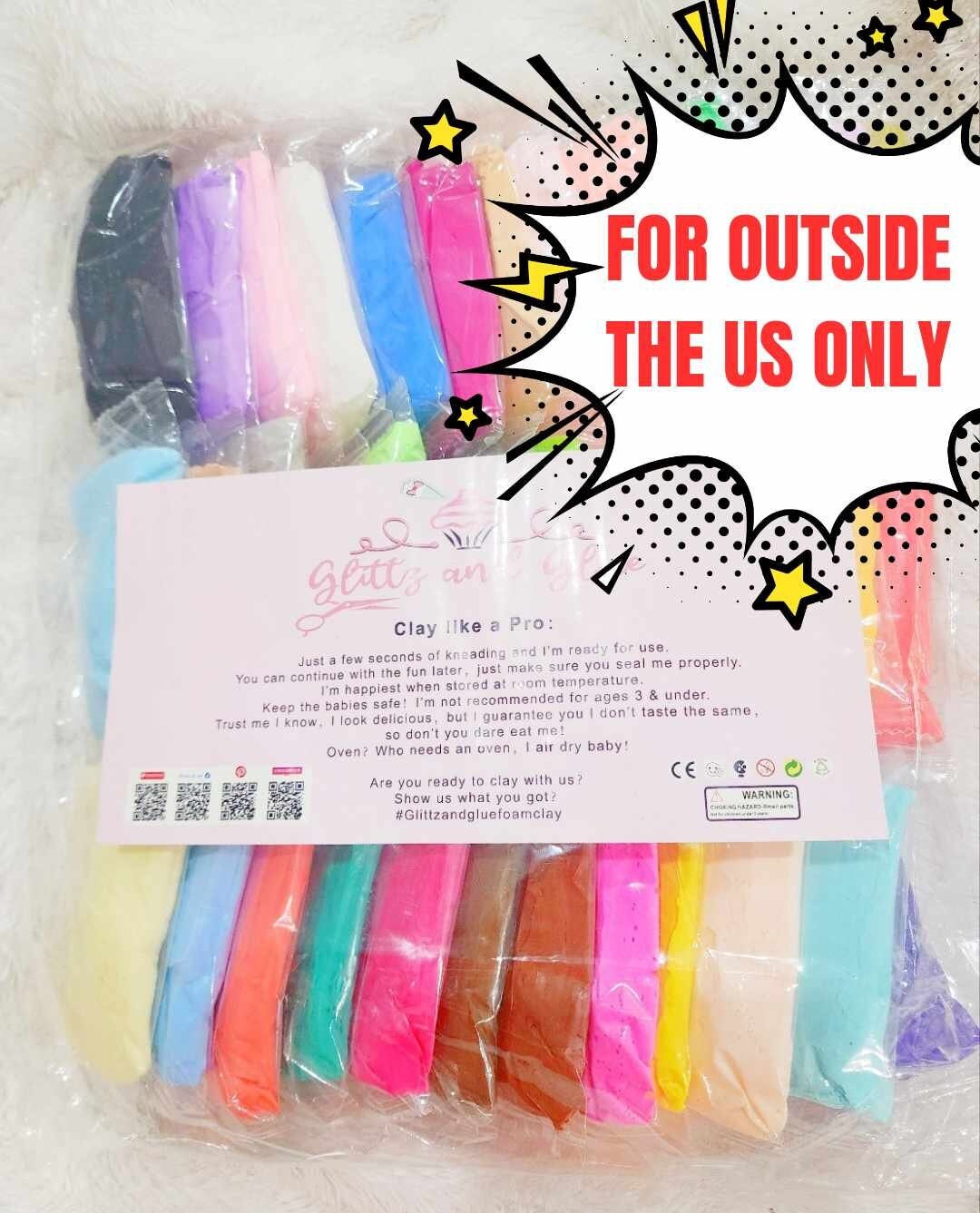 OUTSIDE the US purchases ONLY, Glittz and Glue Foam Clay, Fake bake  supplies, cosplay clay, slime, soft clay, air dry foam clay, crafts