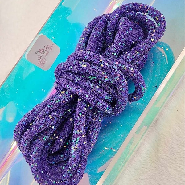 Purple Glittered Rope, Glittered tube, craft supplies, wedding invitations, party invitations, gift wrapping, fake bake supplies, sparkle