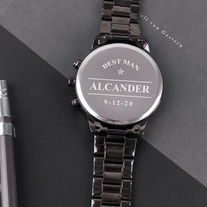 Mens watch, Personalized Groomsmen Gifts Watches, Custom Engraved Wedding Watches for Bestman Groom