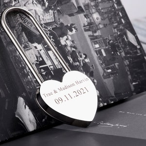 Personnalisé Sliver Love Lock Cadenas Cadenas Gravé Cadeau pour Couple Mariage Serrure Saint-Valentin Cadeau Anniversaire Cadenas Cadeau avec Clé
