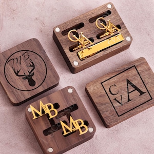 Engraved Cufflinks Tie Clip Wedding Groomsmen Gifts Custom Name Cuff Link Gold Tie Clip Personalized
