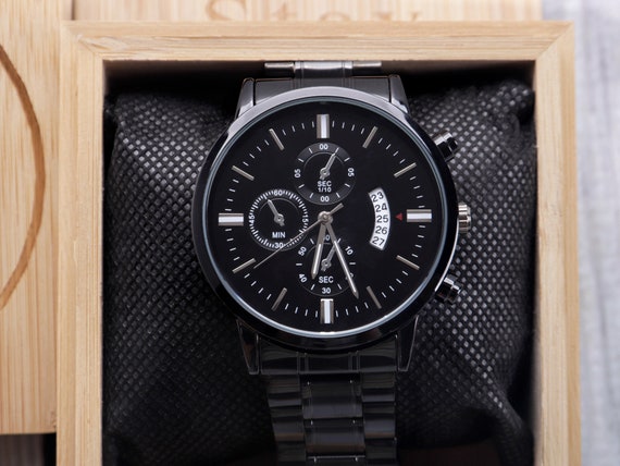 Personalized Gunmetal Watch, Engraved Stainless Steel, Groomsmen Gift