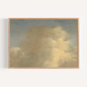 Vintage Wolke Ölgemälde, Wolkenstudie 1800er Ölgemälde, Antike Ölgemälde Wolkenmalerei, französische Landschaftsmalerei