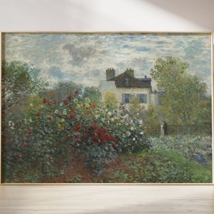 Vintage Impressionist Oil Painting English Garden House Printable Art, Impressionist Painting, Flowering Spring Garden Oil Painting