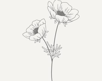 Modern Botanicals 7.5 inch square - seven flowers, custom for MK