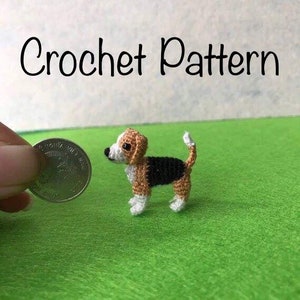 Micro beagle crochet pattern, dog tiny crochet, PDF INSTANT DOWLOAD, micro pattern, tiny crochet, doggy tiny crochet, 1inch dog pattern, toy