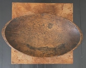 Antique Hand Carved Oval Treenware Fruit Bowl Dish