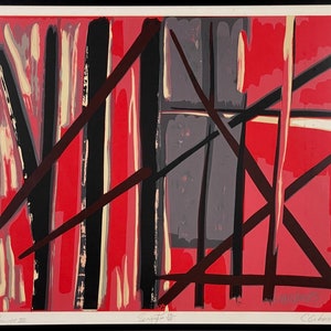 Vintage Abstract Expressionist ‘Andamiajes III’ Screen Print on Paper by Carmelo Sobrino, Signed (1975)