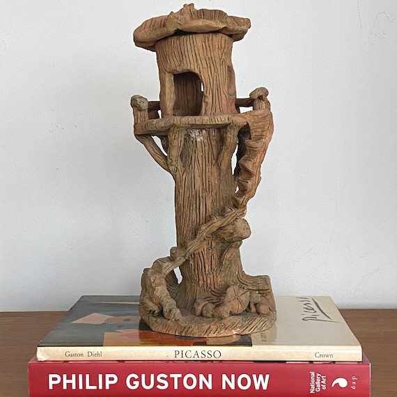 Vintage Outsider Art Ceramic Sculpture of Treehouse Etsy