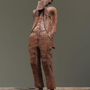 Antique Hand Carved Folk Art Sculpture of Bearded Man