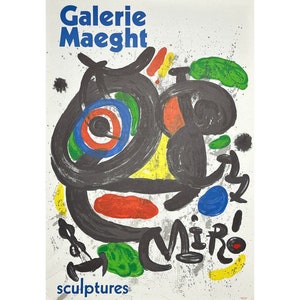 Original 1970 Joan Miró Sculpture Exhibition at Galerie Maeght Screenprint