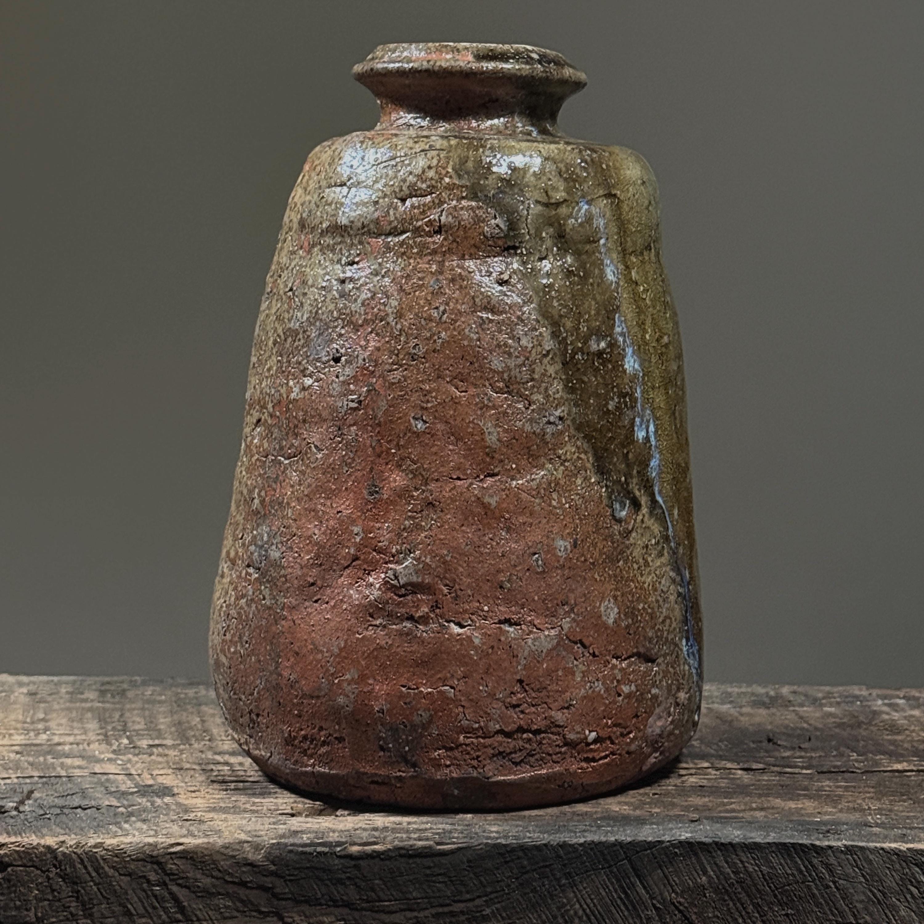 bizen pot 廃盤品　トルコ Vintage Bizen Ware Japanese Drip Glazed Stoneware Vessel - Etsy