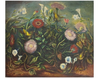 Richard Rogers (1903-1967) - Estudio floral expresionista vintage, firmado (c. 1940, óleo sobre lienzo)