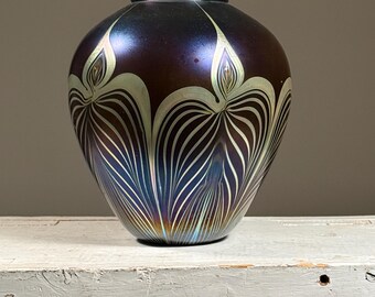 Vintage Art Nouveau Style Vase With Peacock Feather Pattern