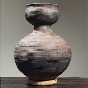 Antique African Nupe Gourd Form Clay Vessel/Folk Art/Tribal