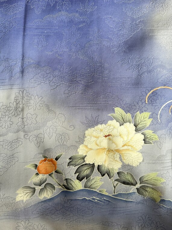 Vintage Japanese Purple Silk Kimono with Cloud an… - image 5