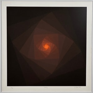Vintage ‘Darkling’ Op Art/Geometric Screenprint by Jurgen Peters, Signed (1978, Framed)