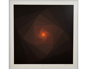 Vintage ‘Darkling’ Op Art/Geometric Screenprint by Jurgen Peters, Signed (1978, Framed)