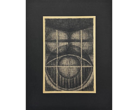 ヴィンテージ抽象画、ポストモダニスト木炭画、マット紙 - Etsy 日本